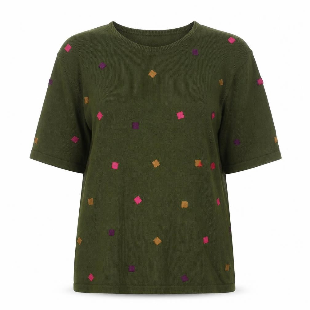 Front view of Alexon Women's Green Embroidered Jumper Medium