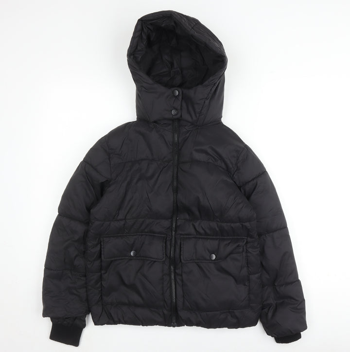 New Look Boys Black Nylon Puffer Jacket, Size 9 Years