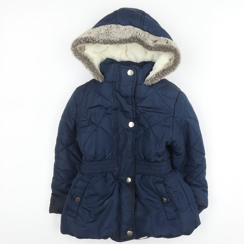 Junior J Girls Blue Hooded Puffer Jacket 2-3 Years