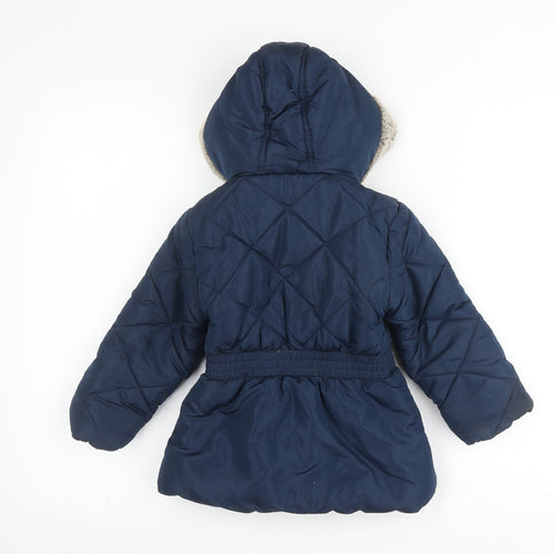 Junior J Girls Blue Hooded Puffer Jacket 2-3 Years
