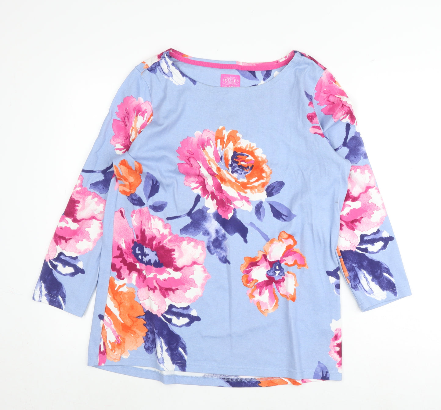 Joules Women's Blue Floral Top Size 14 Boat Neck