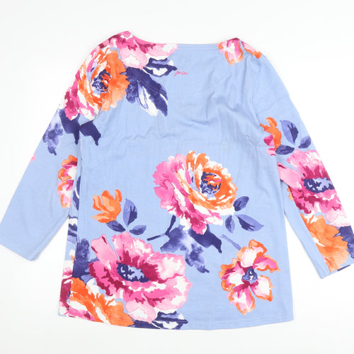 Joules Women's Blue Floral Top Size 14 Boat Neck