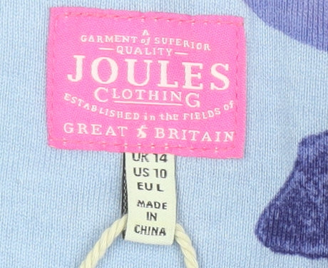 Joules Women's Blue Floral Top Size 14 Boat Neck