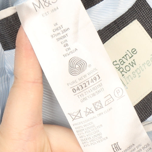 Marks and Spencer Men's Grey Wool Blazer 38 Short