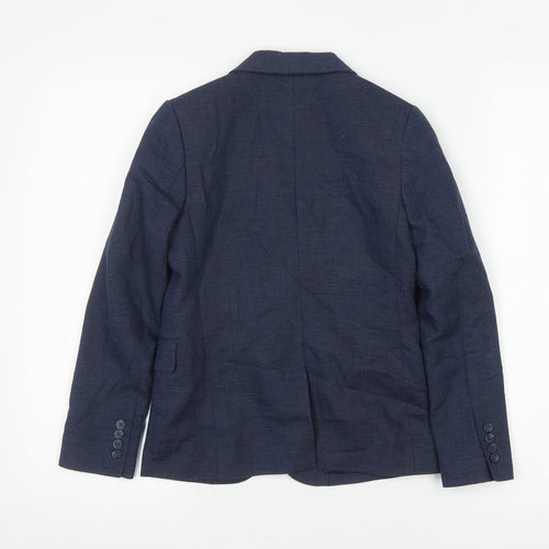 H&M Boys Blue Blazer, 8-9 Years, Notch Lapel, Cotton Blend