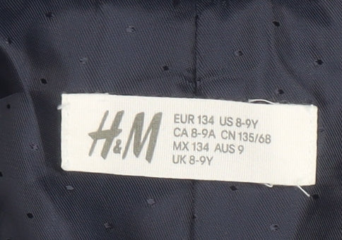 H&M Boys Blue Blazer, 8-9 Years, Notch Lapel, Cotton Blend