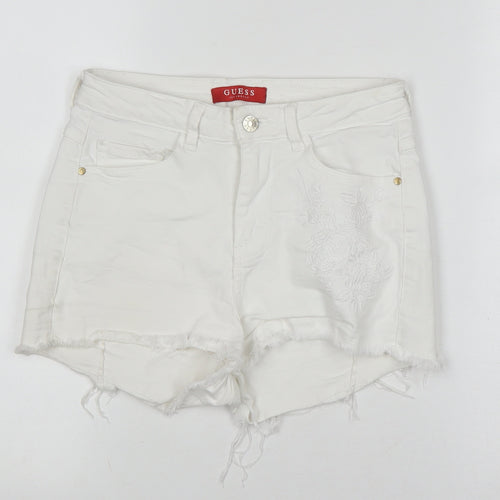 Guess Women's White Cut-Off Shorts, Size 2, Casual Style