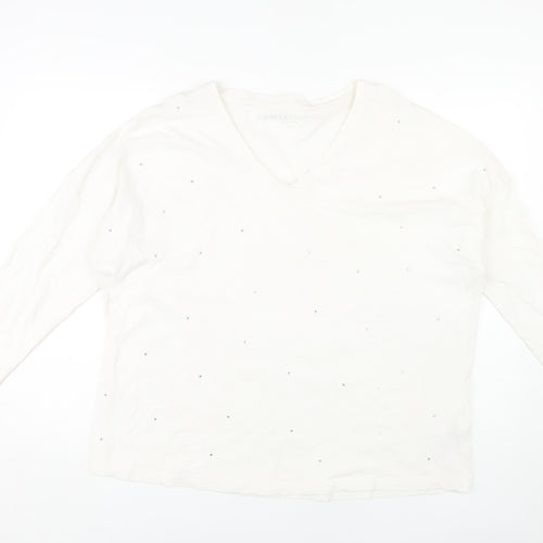 CAPSULE Women's White V-Neck T-Shirt, Size 18