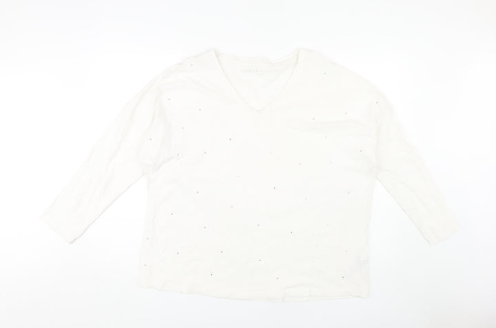 CAPSULE Women's White V-Neck T-Shirt, Size 18