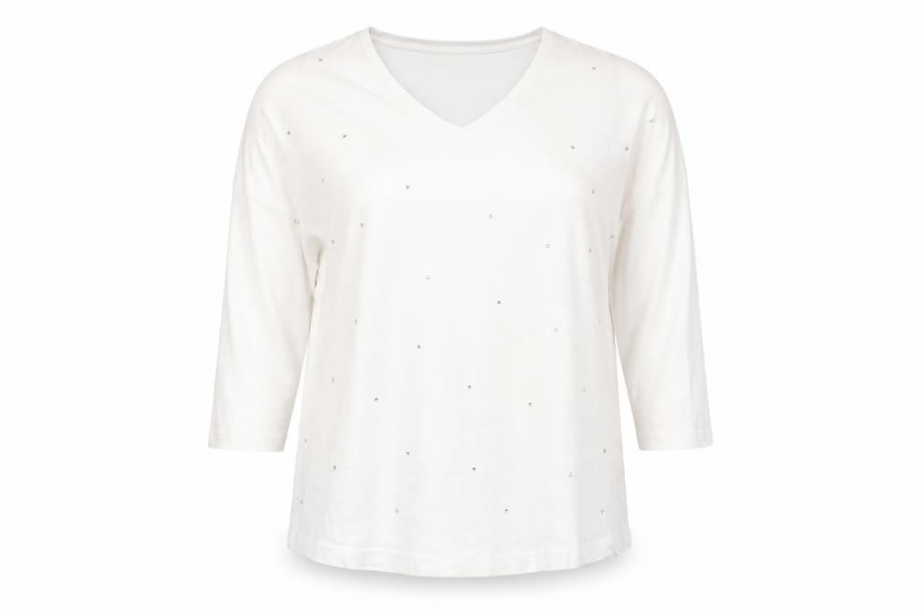 Front view of Capsule Women's White V-Neck T-Shirt, size 18