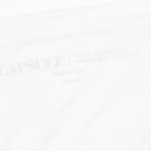 CAPSULE Women's White V-Neck T-Shirt, Size 18