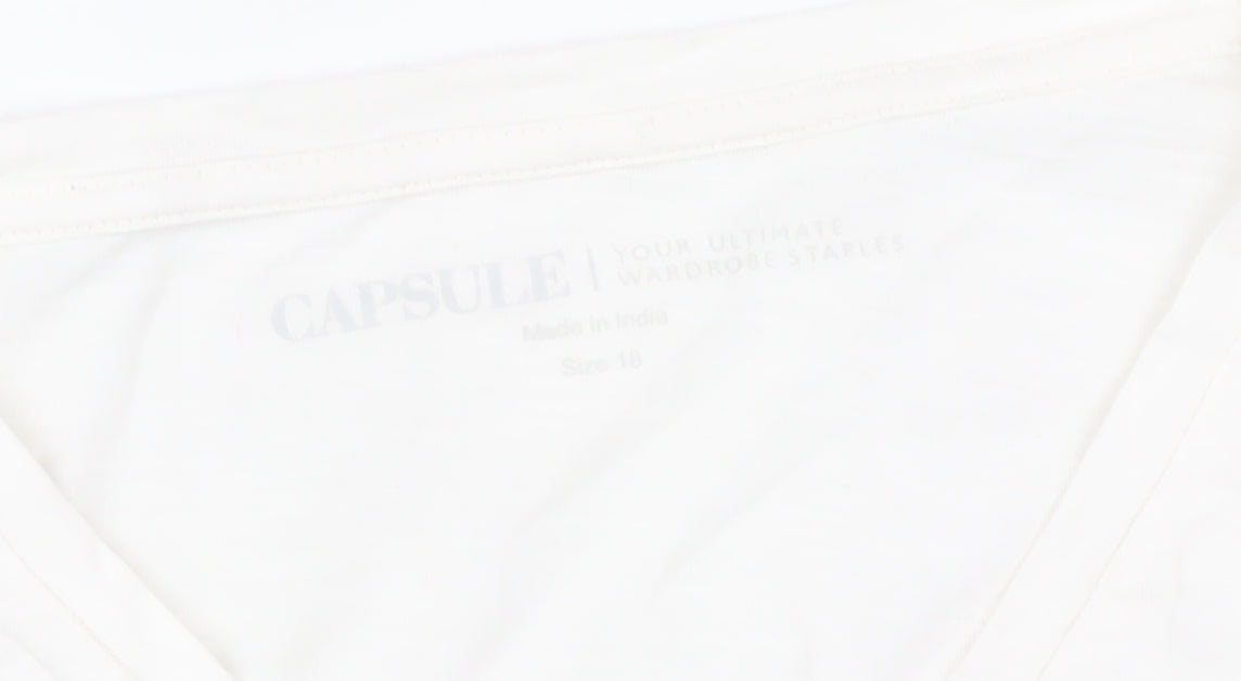 CAPSULE Women's White V-Neck T-Shirt, Size 18