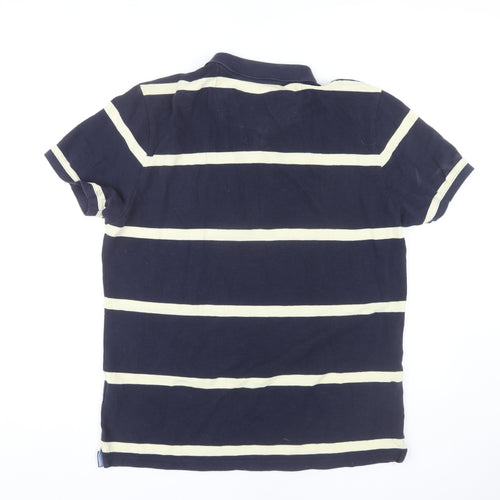 Marks and Spencer Men's Blue Striped Polo L