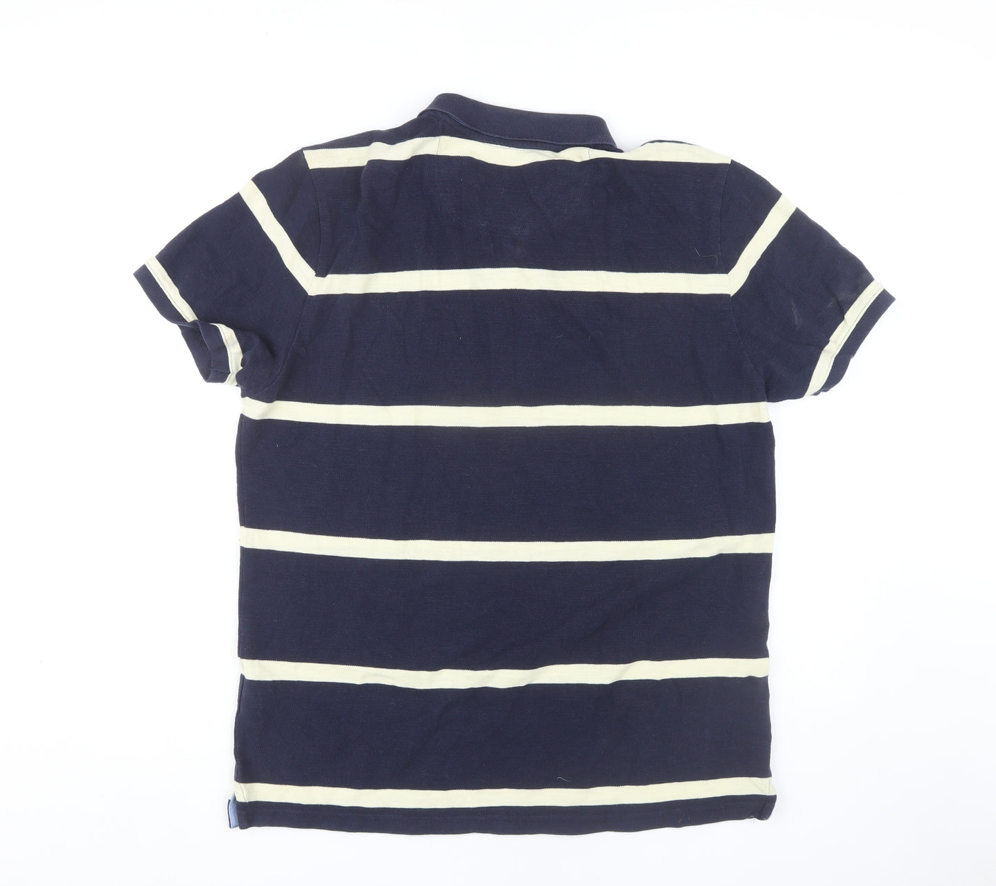 Marks and Spencer Men's Blue Striped Polo L