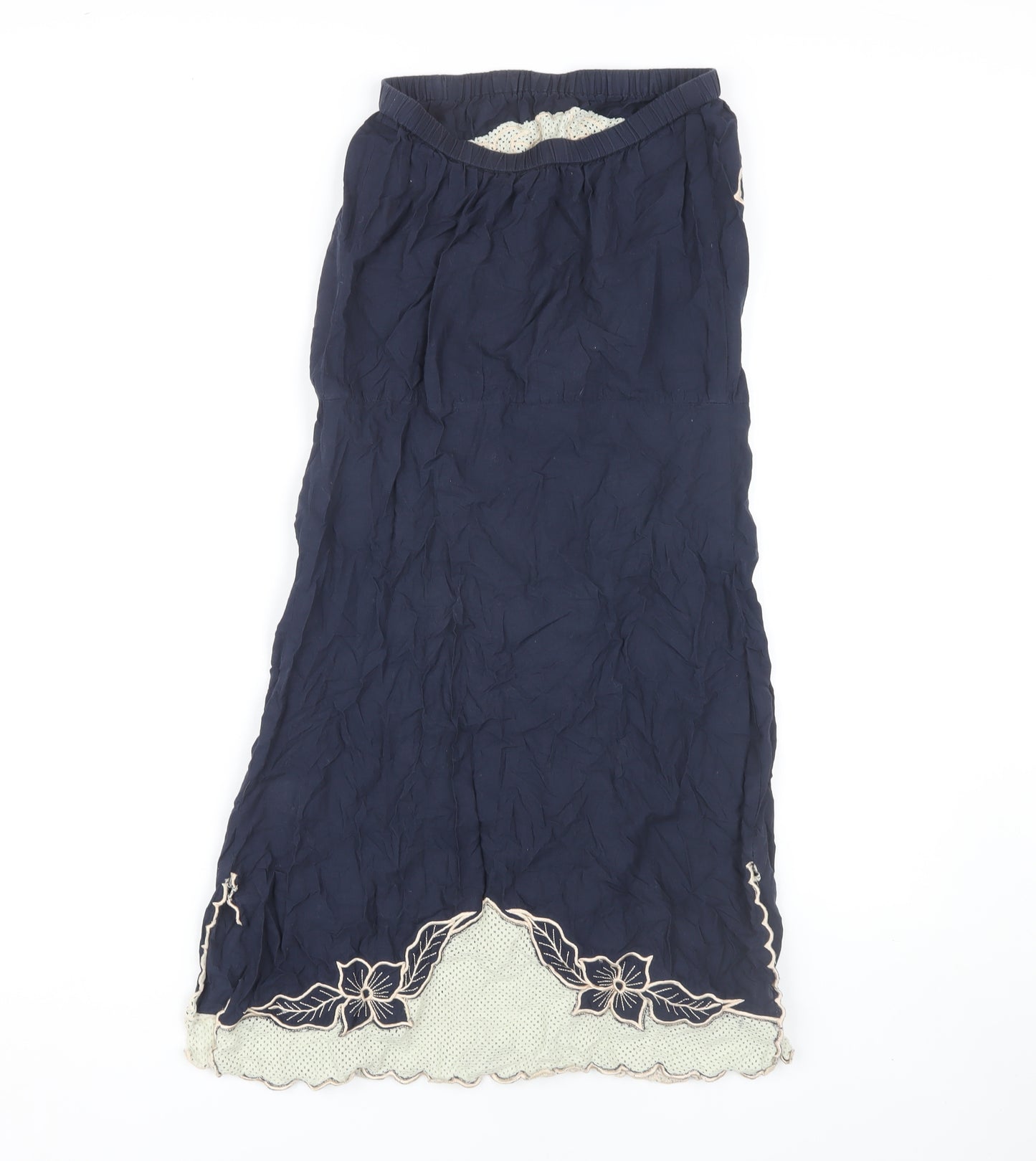 Topshop Women's Blue Embroidered Floral Skirt S