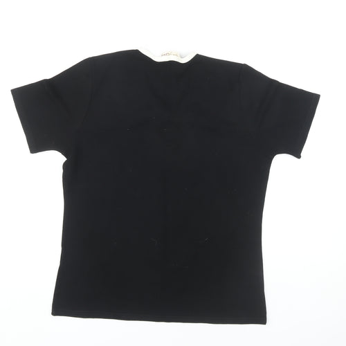 Style by EWM Women's Black M V-Neck Bow T-Shirt