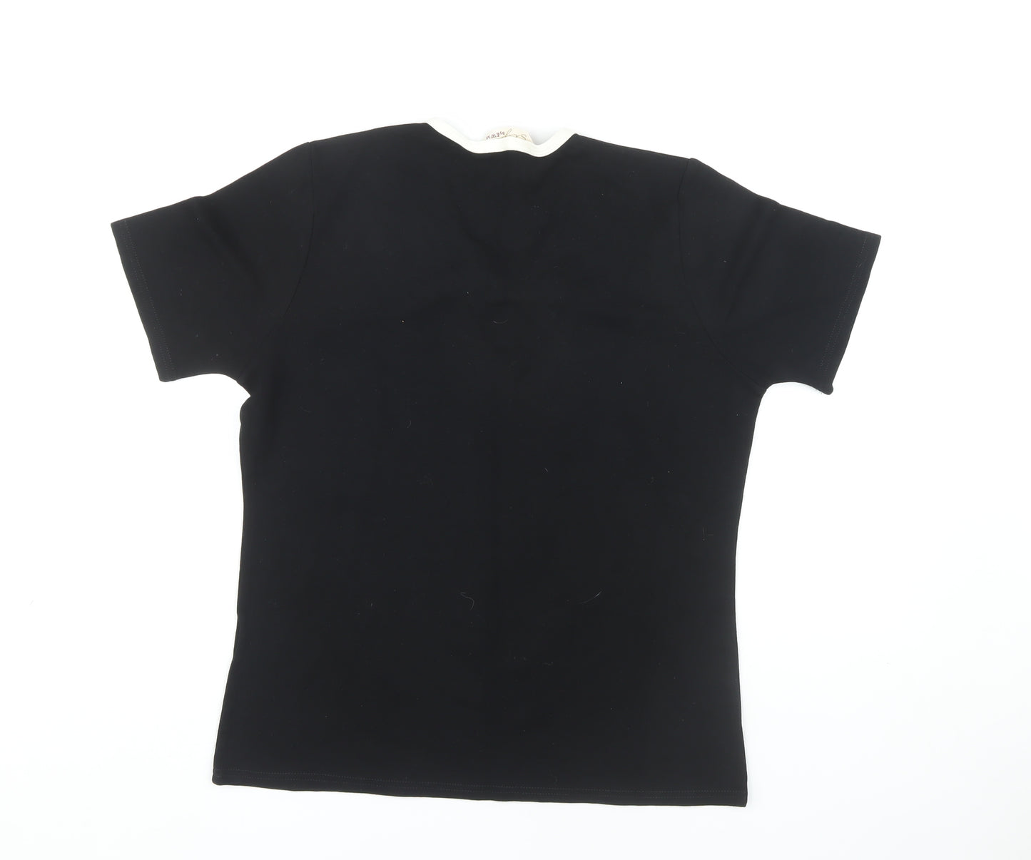 Style by EWM Women's Black M V-Neck Bow T-Shirt