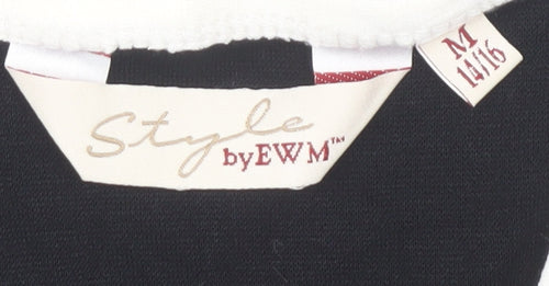 Style by EWM Women's Black M V-Neck Bow T-Shirt