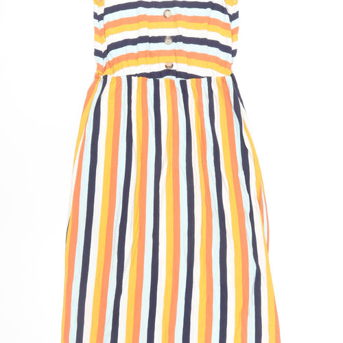 Warehouse Women's Multicoloured Stripe Midi Dress Size 8