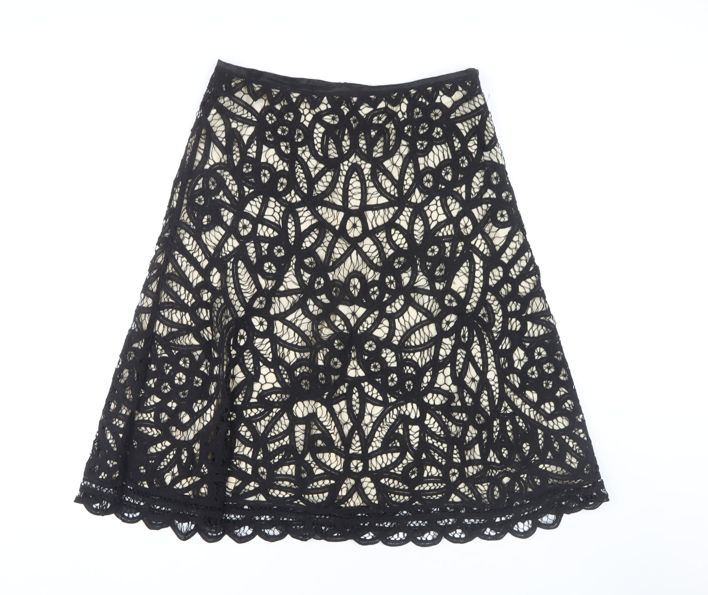 East Women's Black Lace A-Line Skirt Size 14