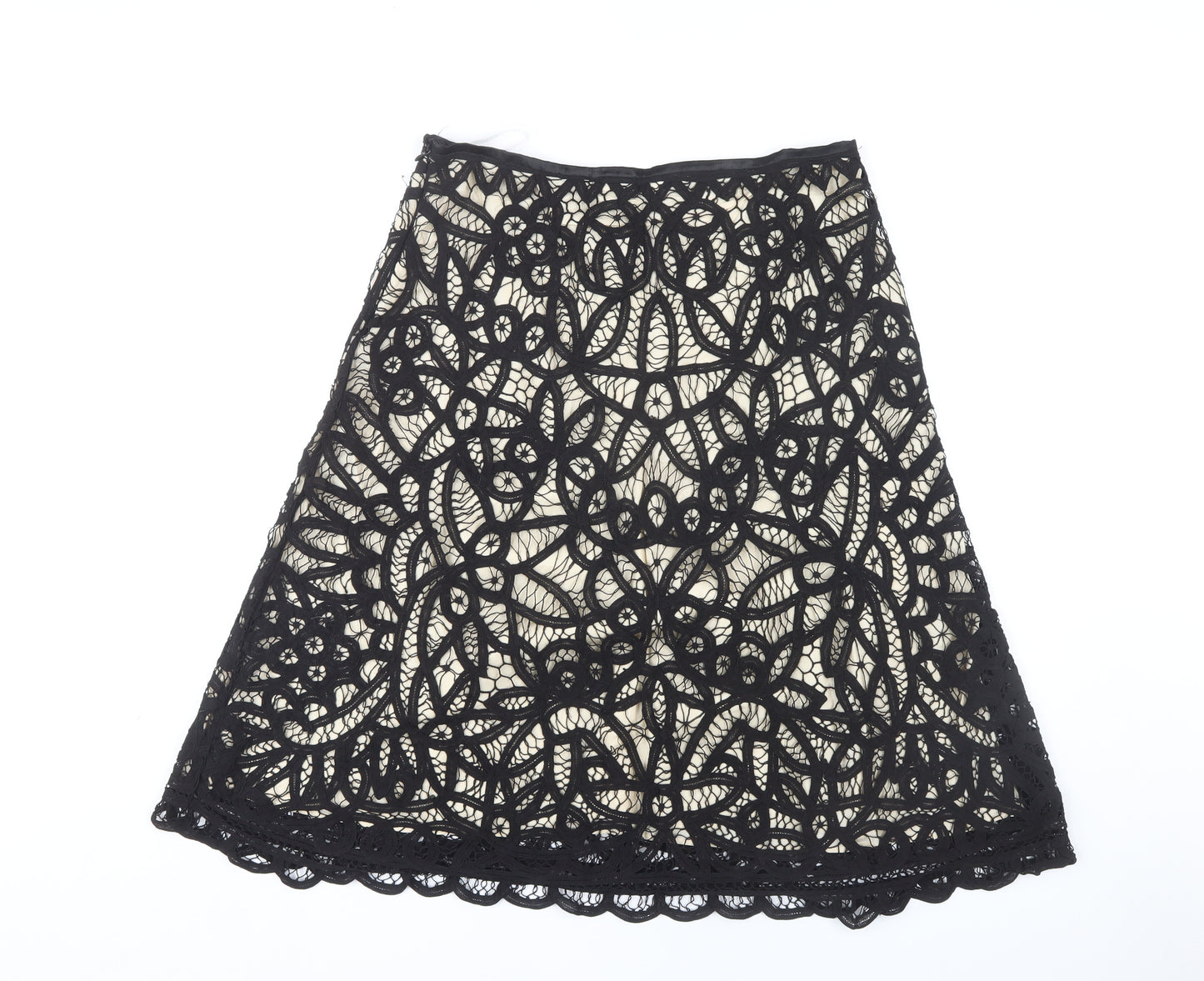 East Women's Black Lace A-Line Skirt Size 14