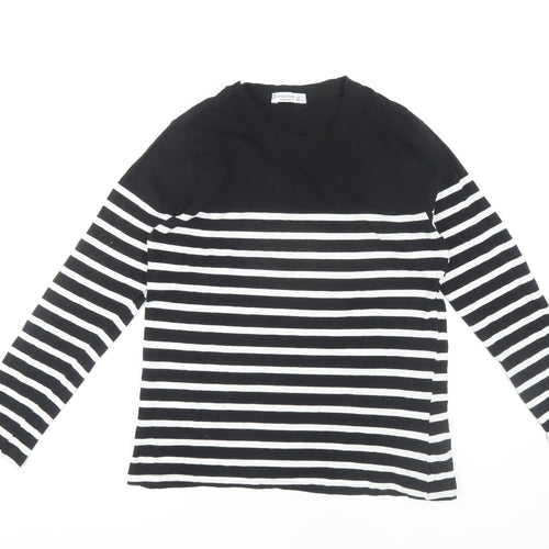 Stradivarius Women's Black Striped Long Sleeve T-Shirt L