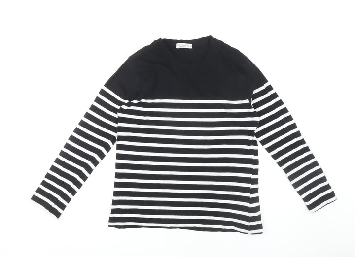 Stradivarius Women's Black Striped Long Sleeve T-Shirt L