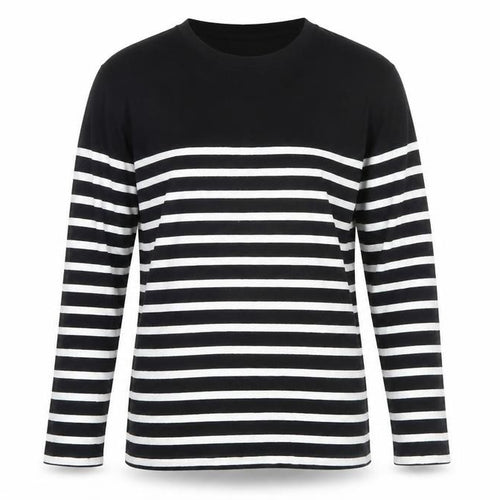 Stradivarius Women's Black Striped Long Sleeve T-Shirt L