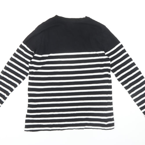 Stradivarius Women's Black Striped Long Sleeve T-Shirt L