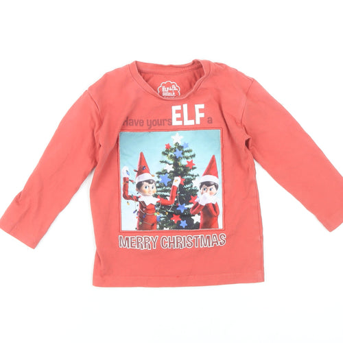 Nutmeg Boys Red Elf on the Shelf Christmas T-Shirt 3-4 Years