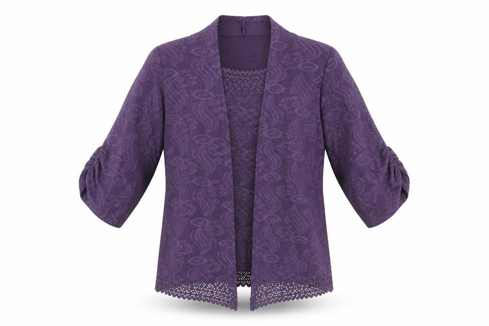 Front view of Anna Rose Women's Purple Tunic Blouse, size S