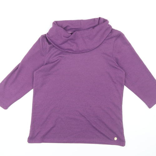 TIGI Women's Purple Cowl Neck 3/4 Sleeve Top Size 10