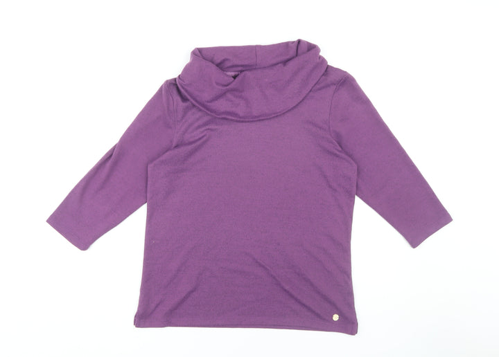 TIGI Women's Purple Cowl Neck 3/4 Sleeve Top Size 10