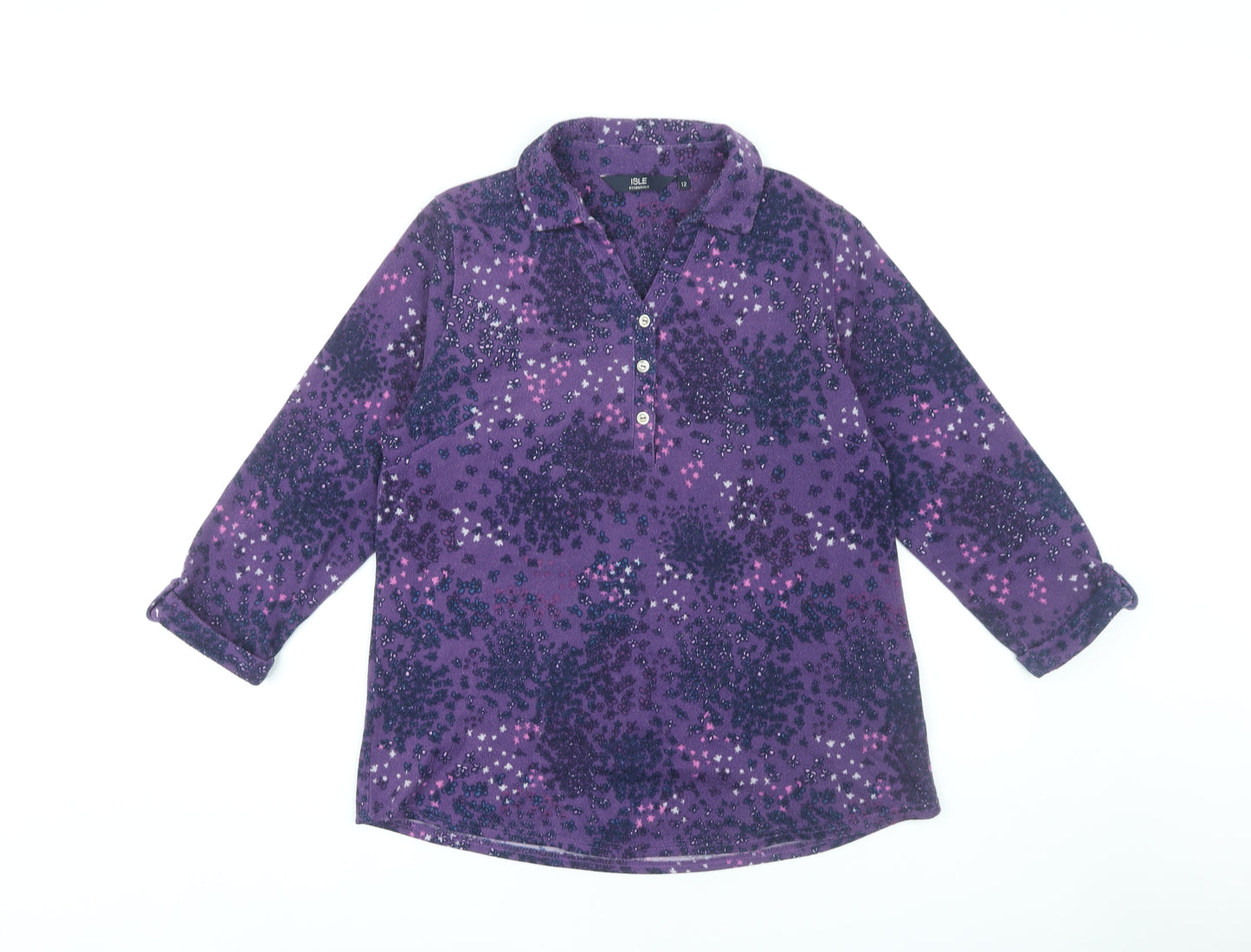Isle Essentials Women's Purple Floral Blouse Size 12