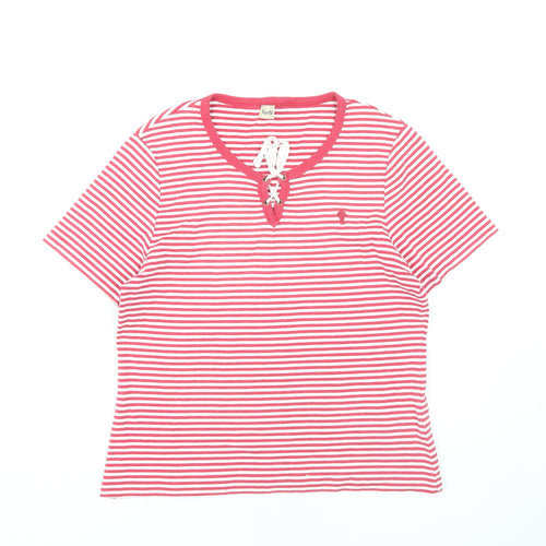 Viyella Women's Red Striped T-Shirt L - Casual Spring Top
