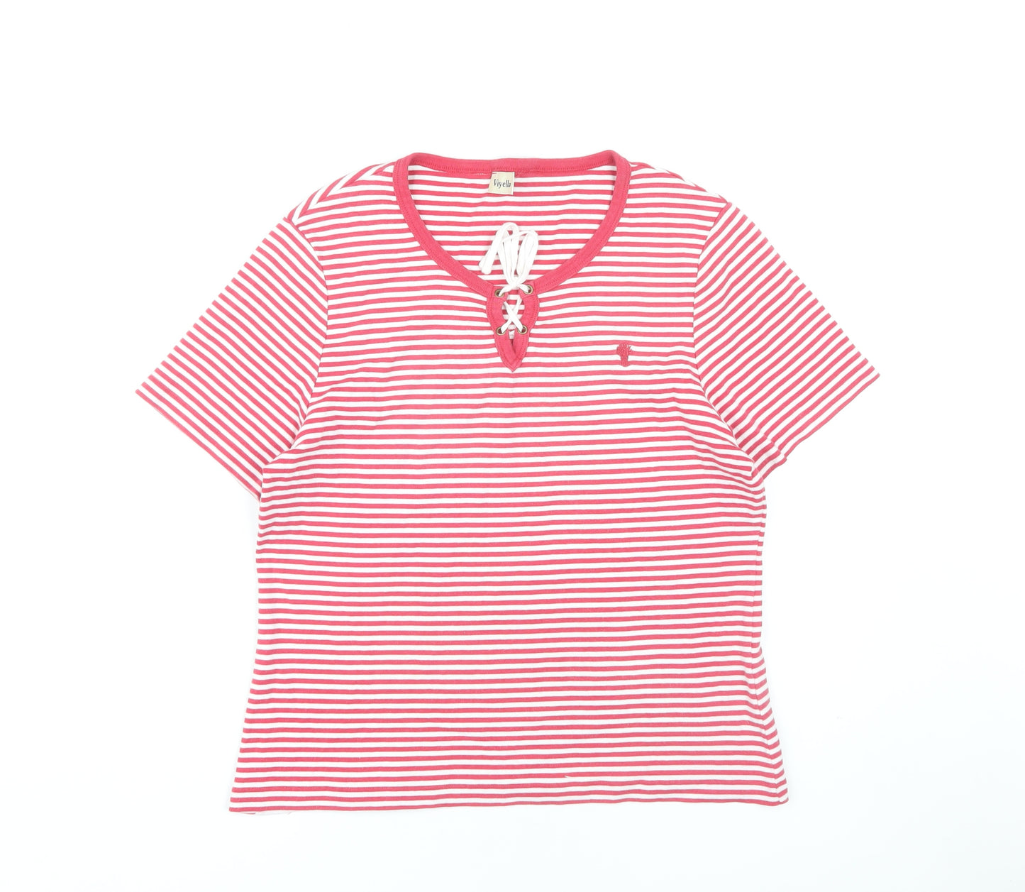 Viyella Women's Red Striped T-Shirt L - Casual Spring Top