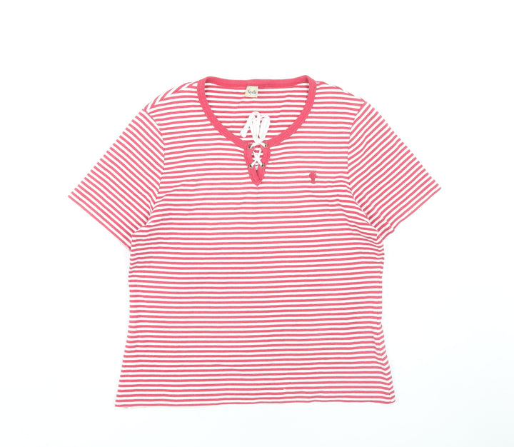 Viyella Women's Red Striped T-Shirt L - Casual Spring Top