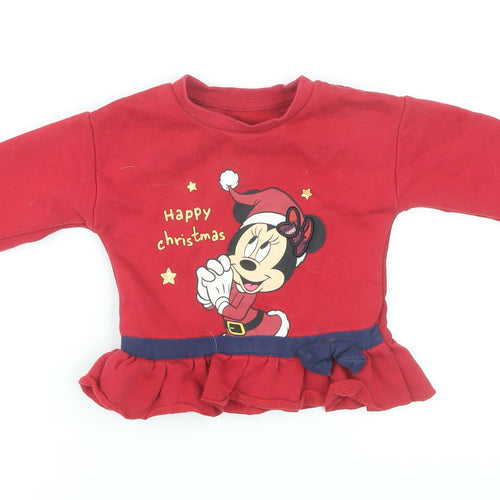 Disney Baby Red Minnie Mouse Christmas T-Shirt 12-18M