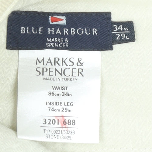 Marks and Spencer Beige Chino Trousers 34R Men's