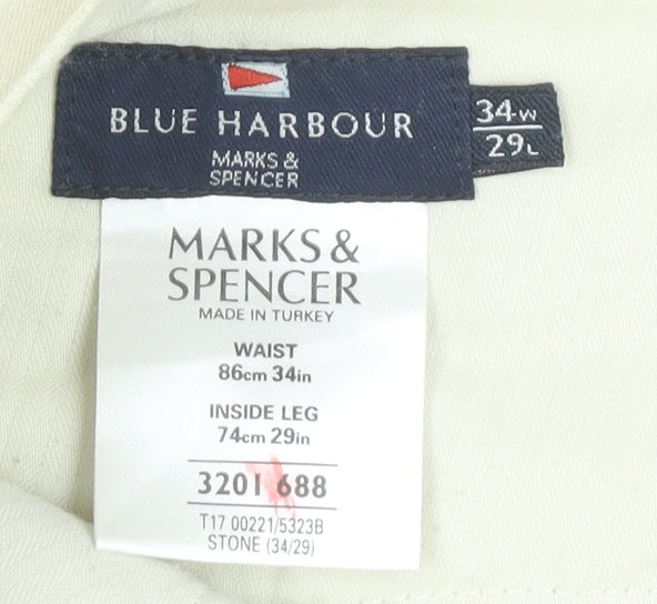Marks and Spencer Beige Chino Trousers 34R Men's