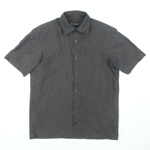 Marks and Spencer Men's Brown Short Sleeve Shirt, Size S