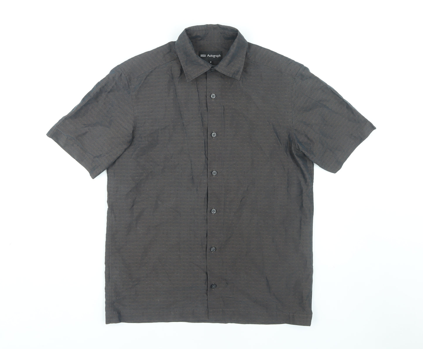 Marks and Spencer Men's Brown Short Sleeve Shirt, Size S