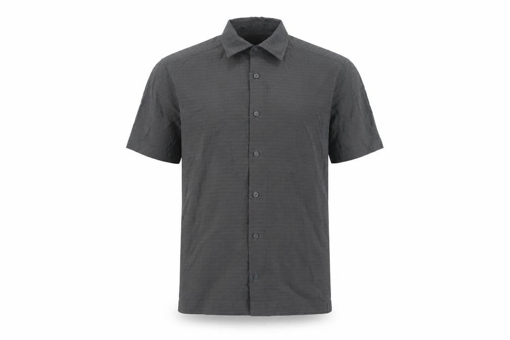 Front view of Marks & Spencer Men's Brown Short Sleeve Shirt, size S
