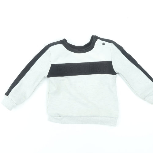 Firetrap Unisex Grey Black Casual Top, 18-24 Months