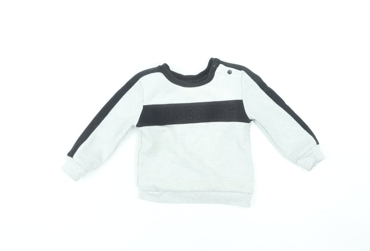 Firetrap Unisex Grey Black Casual Top, 18-24 Months