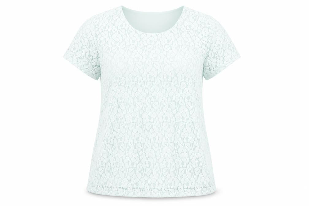 Front view of Monsoon Women's White Lace T-Shirt, size 14, Casual