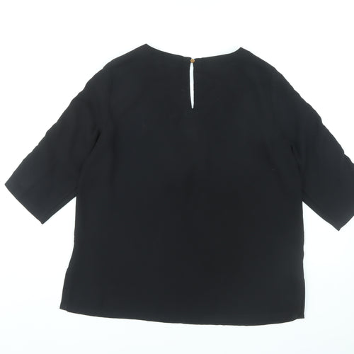 River Island Women's Black 3/4 Sleeve V-Neck Blouse
