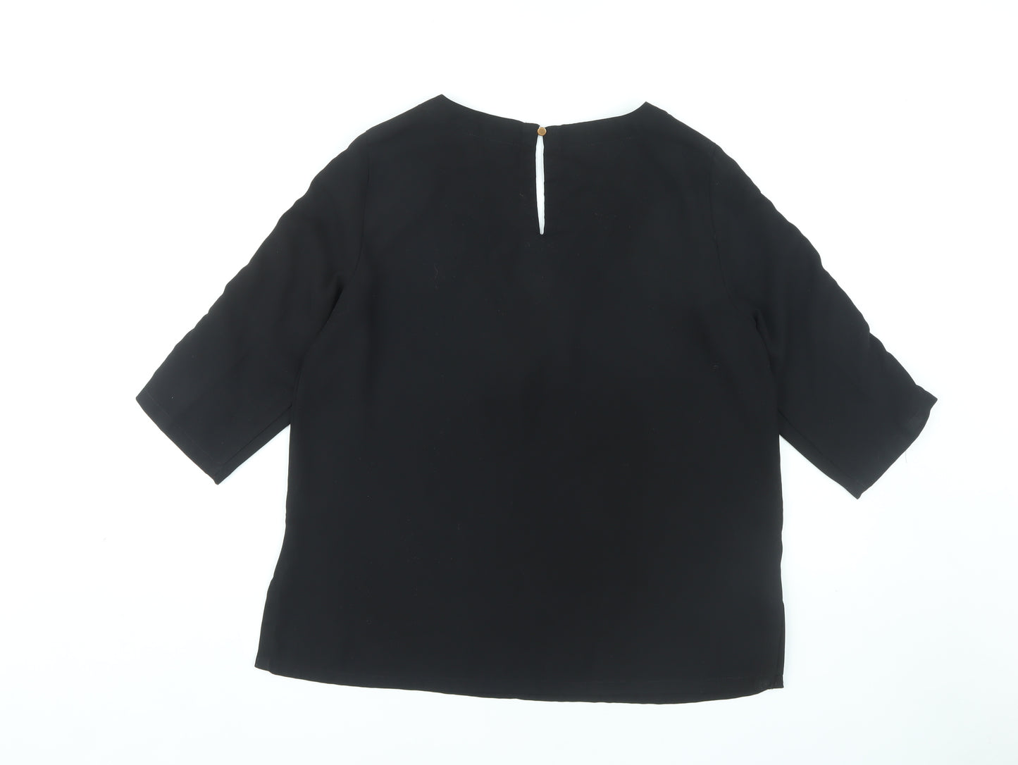 River Island Women's Black 3/4 Sleeve V-Neck Blouse