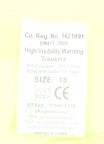 Pulsar Women's Yellow High-Viz Cargo Work Trousers Size 18