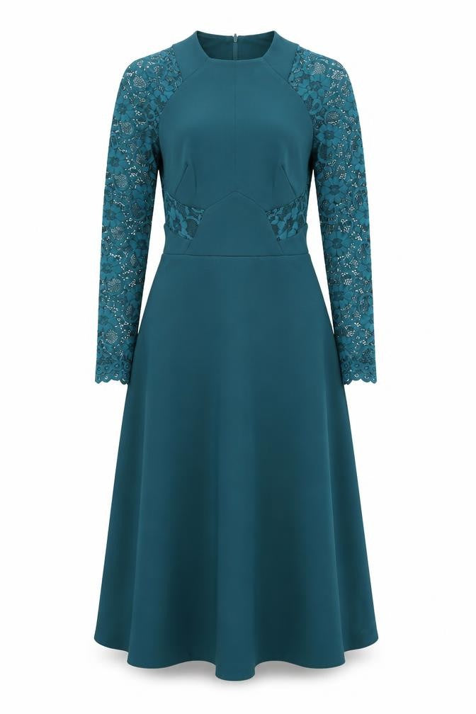 Front view of ASOS Women Green A-Line Dress, size 6